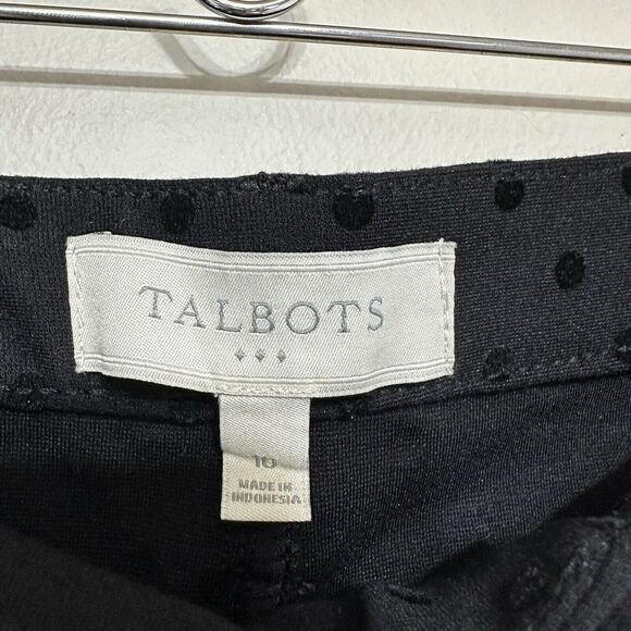 Talbots Signature Polka Dot Ankle Pants Womens 10 Black Classic Preppy Holiday - Picture 7 of 8